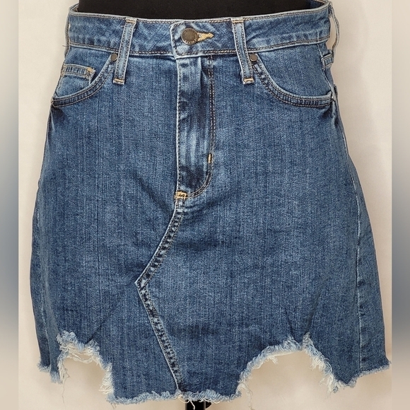 Just Black A-Line Denim Mini Skirt with Hem Destruction - Size S - Picture 3 of 10